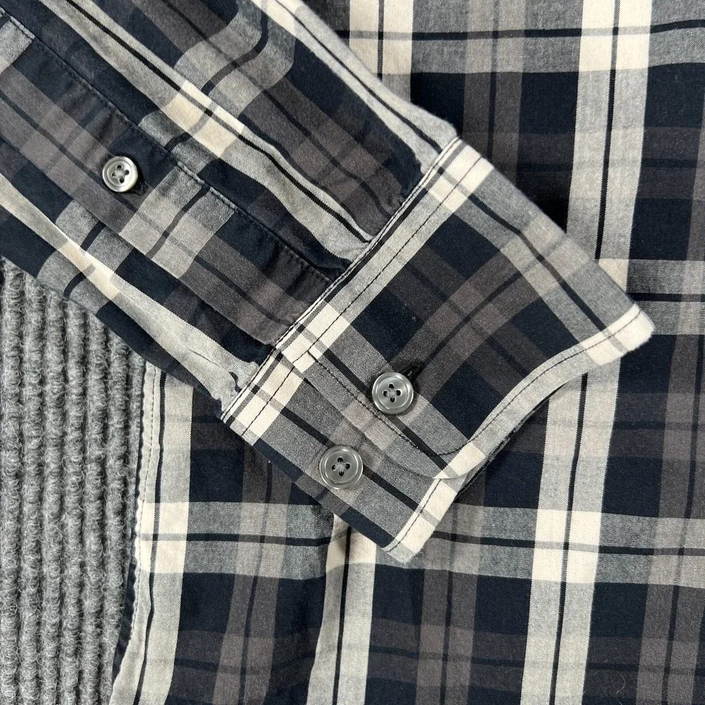Banana Republic Shirt Mens Medium Black Plaid Long Sleeve Button Up‎ Slim Fit